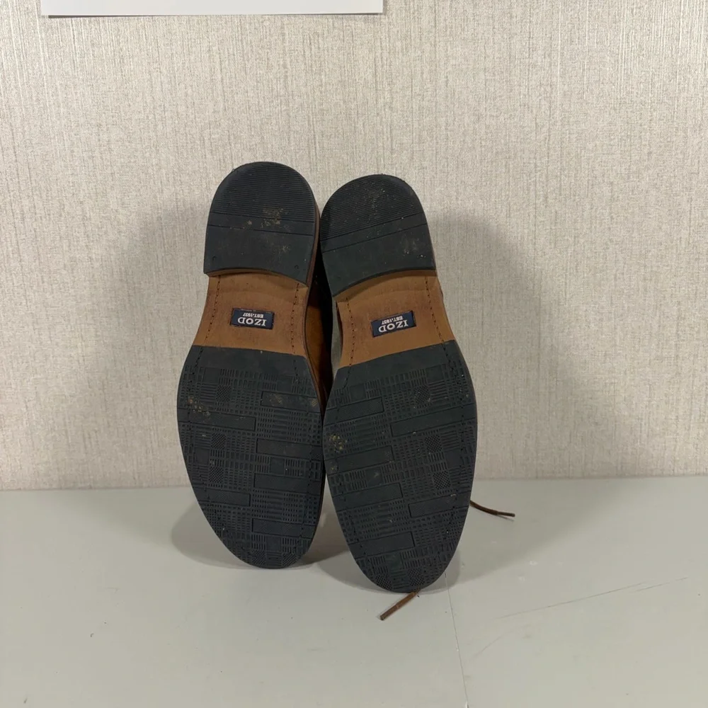 Izod kasson mens Oxford dress casual shoe size 9M dark tan and‎ navy blue